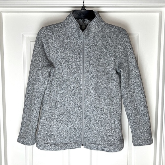 T by Talbots Gray Textured Terry Fleece Zip Up Jacket - Size P (Small) - Picture 2 of 12